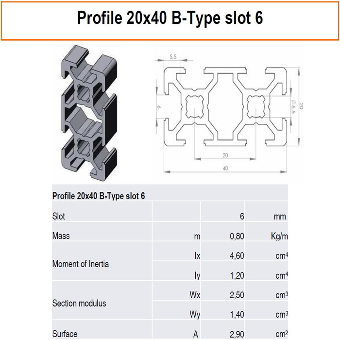 Alumínium Profilok 20x40 B-Typ, 6. hely