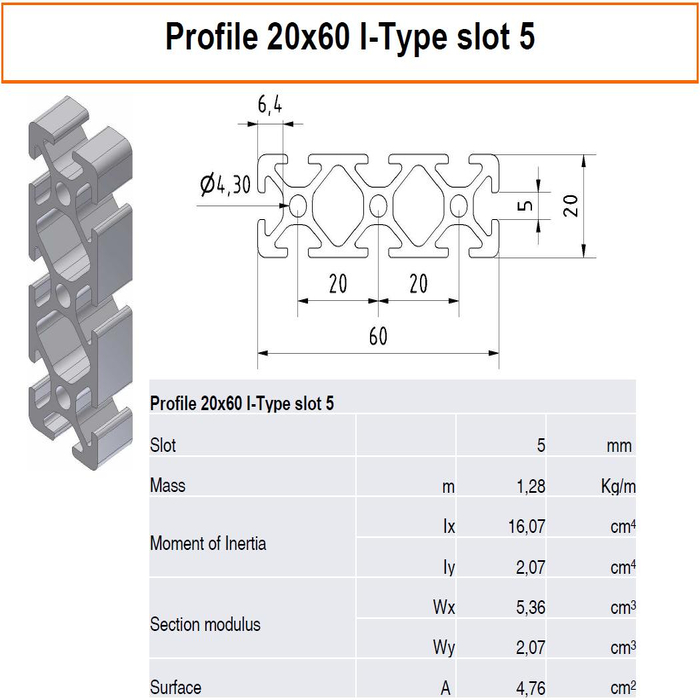Profil 20x60 I-Type slot 5