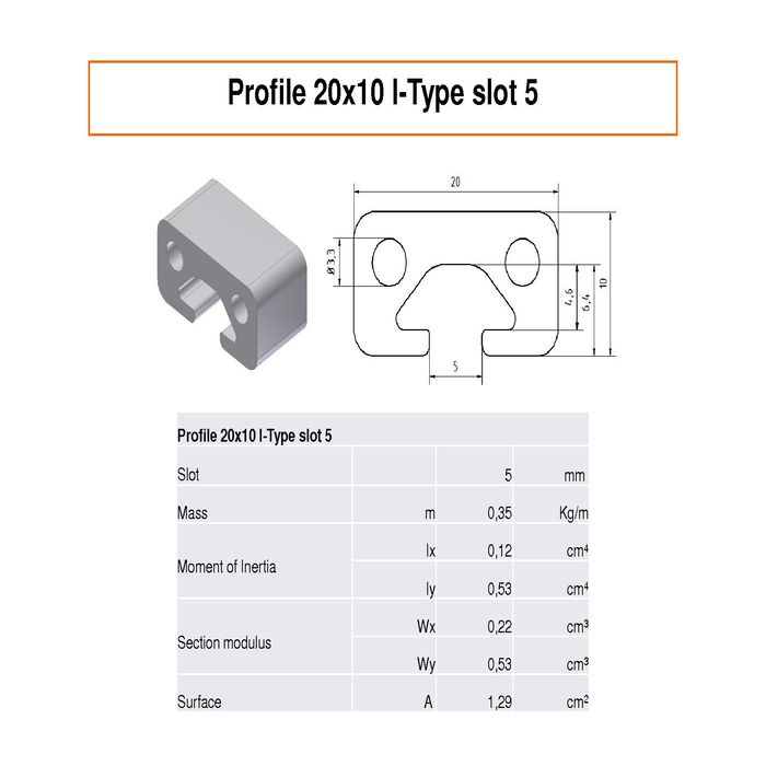 Profil 20x10 I-Type slot 5