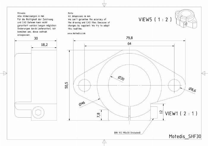 SHF30 alumínium tengelytartók 30 mm átmérőjű precíziós tengelyek összeszereléséhez