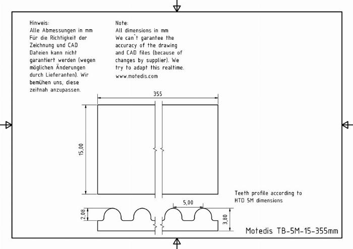 355mm closed toothed belt 5M