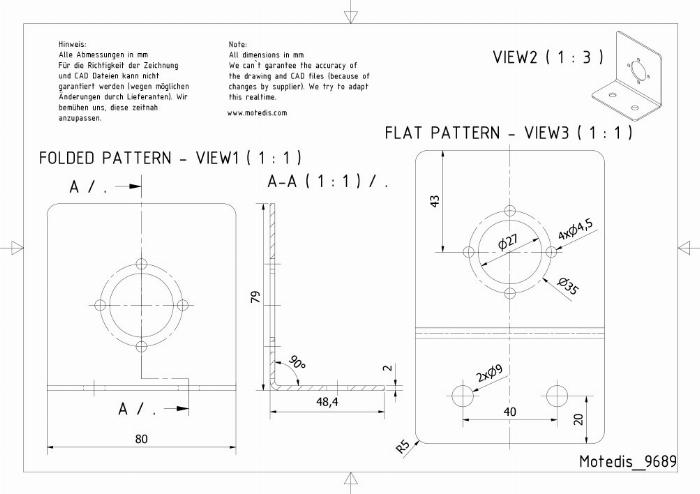 Derékszögű acél motortartó 48x80x80 35mm